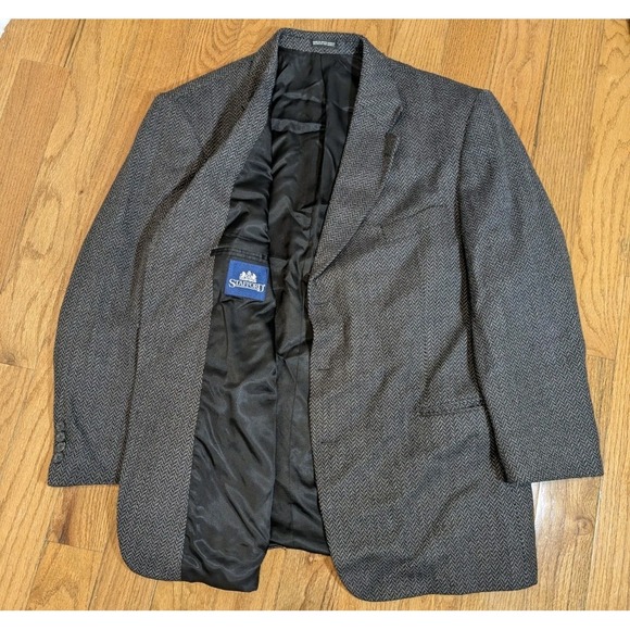 Stafford Other - Old Money Herringbone Wool Blazer 46R Stafford Tailored Preppy Sport Coat